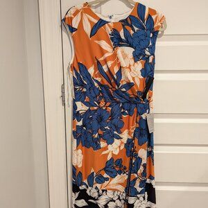 Maggy London blue & gold floral dress - NWT